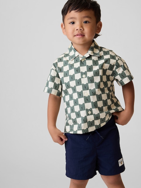 CHEMISE EN POPELINE DE COTON BIOLOGIQUE À MOTIF POUR BÉBÉ ET TOUT-PETIT