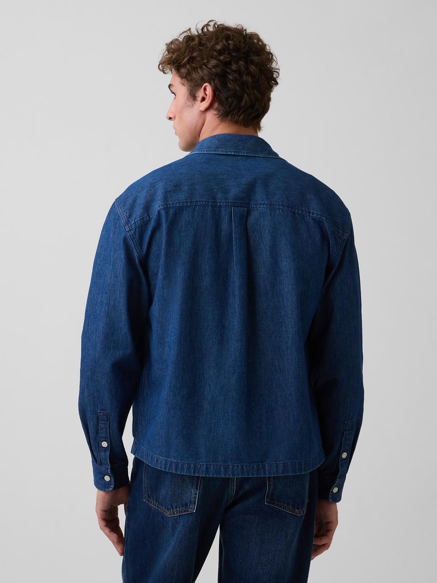 Denim Relaxed Straight-Hem Shirt
