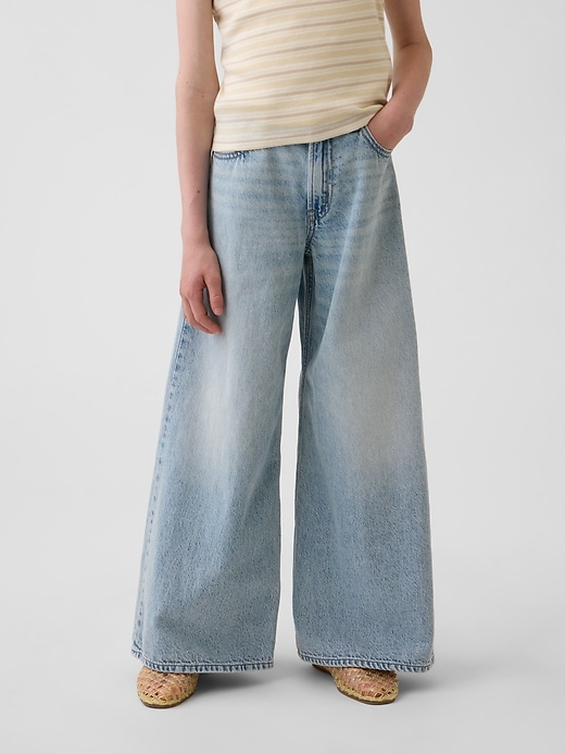 Image number 3 showing, Kids Low Rise Stride Wide-Leg Baggy Jeans