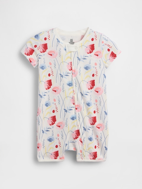 UNE-PIÈCE SHORT COURT EN COTON BIOLOGIQUE PREMIERS ESSENTIELS POUR BÉBÉ