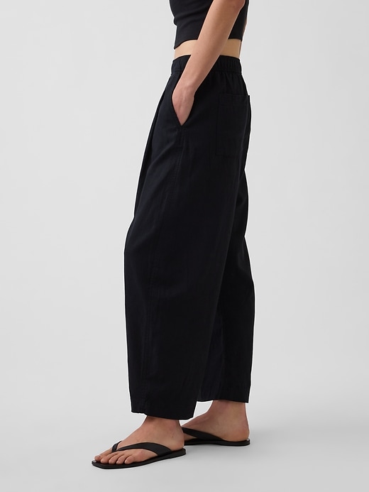 Image number 3 showing, Linen-Blend Easy Barrel Pants