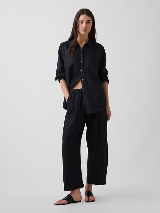 Image number 6 showing, Linen-Blend Easy Barrel Pants