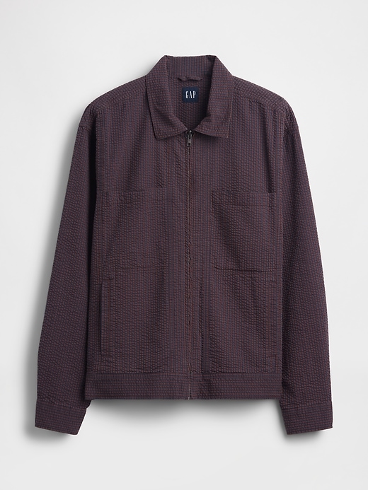 Image number 5 showing, Textured Gingham Zip Shirt Jacket