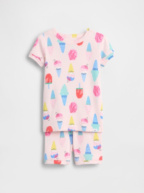 PYJAMA COURT EN COTON BIOLOGIQUE BROSSÉ À MOTIF DE FRIANDISES GLACÉES POUR BÉBÉ ET TOUT-PETIT