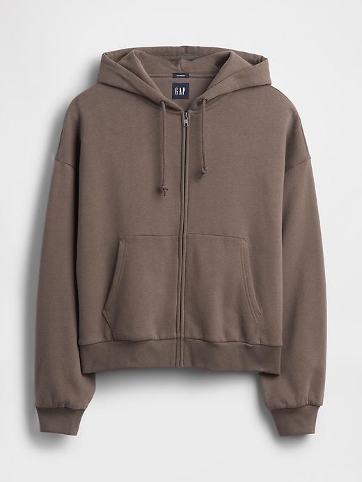 L'image numéro 5 présente Chandail à capuchon avec glissière coupe surdimensionnée et courte VintageDoux