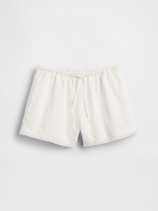 Image number 2 showing, Kids Linen-Cotton Lace-Trim Easy Shorts