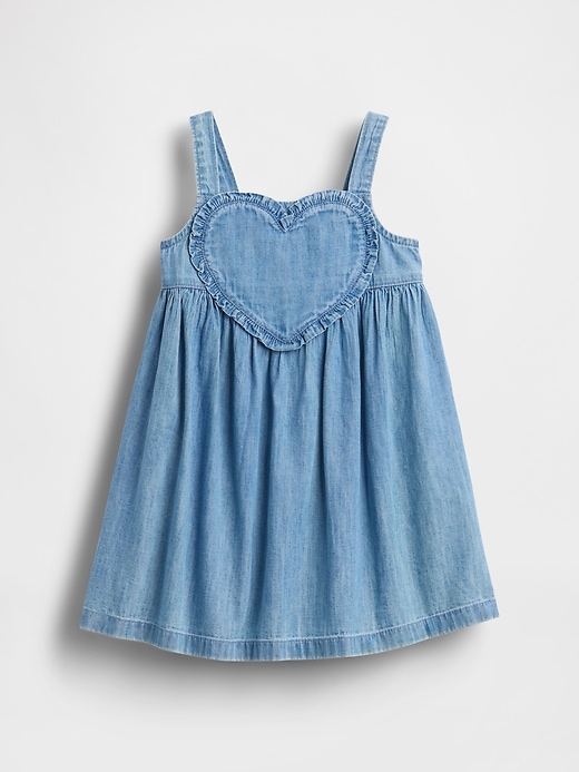L'image numéro 2 présente Robe-camisole en denim à corsage en cœur pour Bébé et Toute-petite