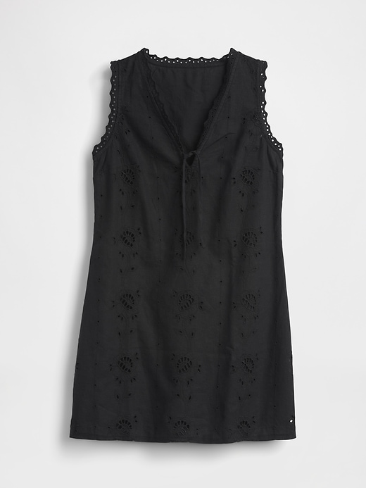 Image number 5 showing, Linen-Blend Embroidered Mini Shift Dress