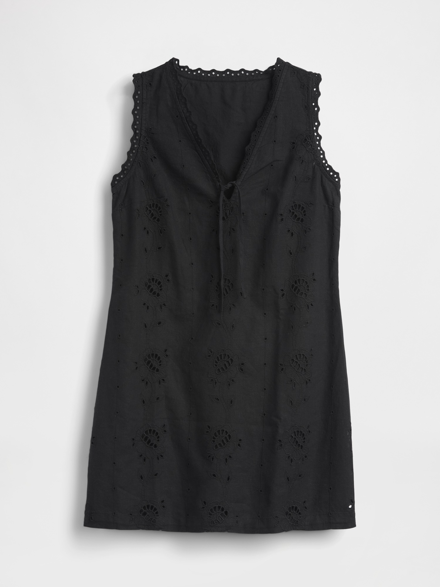 Linen-Blend Embroidered Mini Shift Dress | Gap