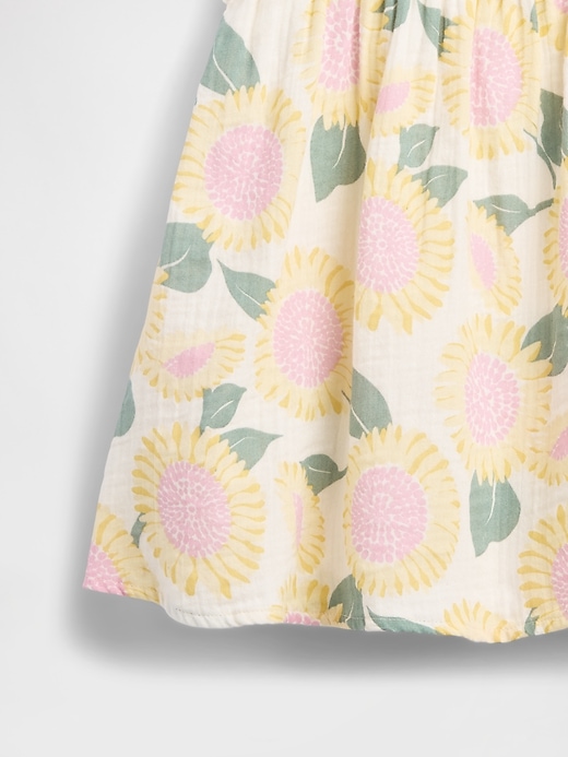 L'image numéro 4 présente Robe en gaze de coton à motif de tournesols pour Bébé et Toute-petite