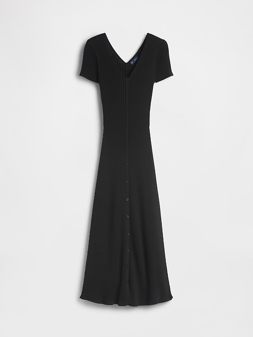 L'image numéro 5 présente Robe-chandail longue côtelée boutonnée
