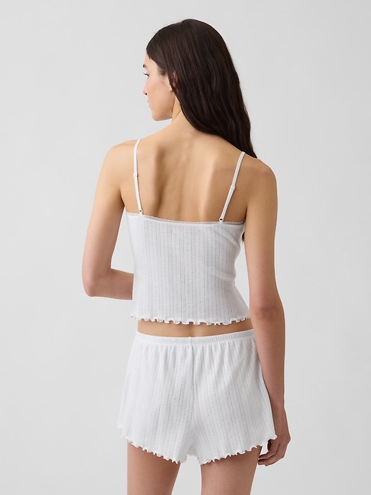 L'image numéro 3 présente Camisole de pyjama à ourlet ondulé en tricot pointelle