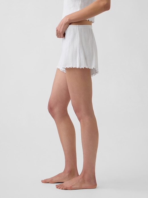 Image number 3 showing, Pointelle Lettuce-Hem PJ Shorts