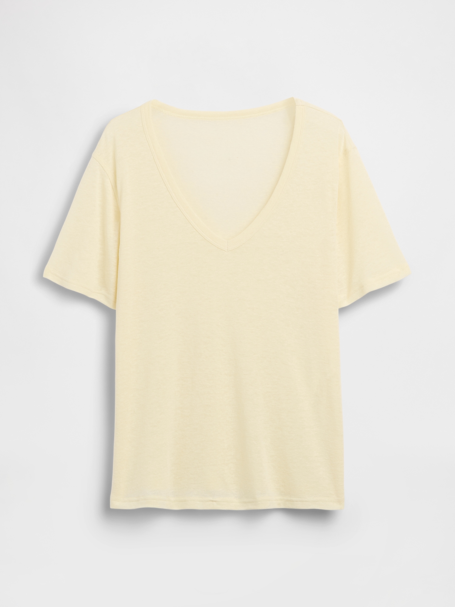 Linen-Blend Relaxed V-Neck T-Shirt