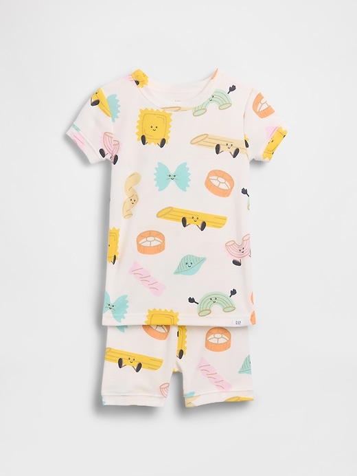L'image numéro 1 présente Pyjama court en coton biologique brossé à motif de pâtes pour Bébé et Tout-petit