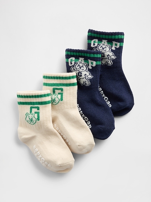 L'image numéro 1 présente Chaussettes courtes à logo universitaire et ourson Brannan pour Bébé et Tout-petit (paquet de 2)
