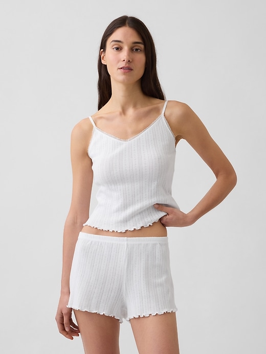 L'image numéro 1 présente Camisole de pyjama à ourlet ondulé en tricot pointelle