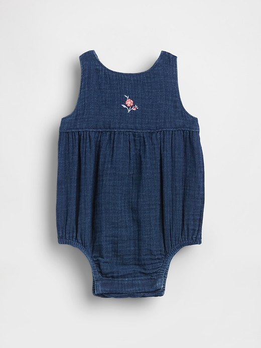 L'image numéro 1 présente Cache-couche bouffant en denim de gaze douce pour Bébé