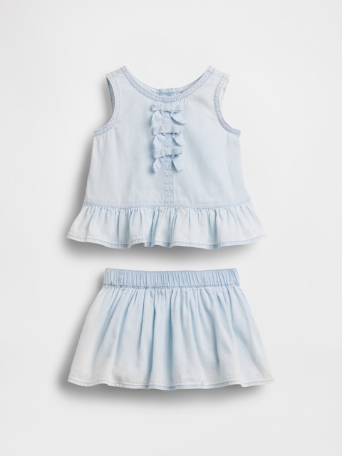 Baby Denim Bow Outfit Set