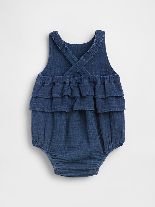 L'image numéro 2 présente Cache-couche bouffant en denim de gaze douce pour Bébé
