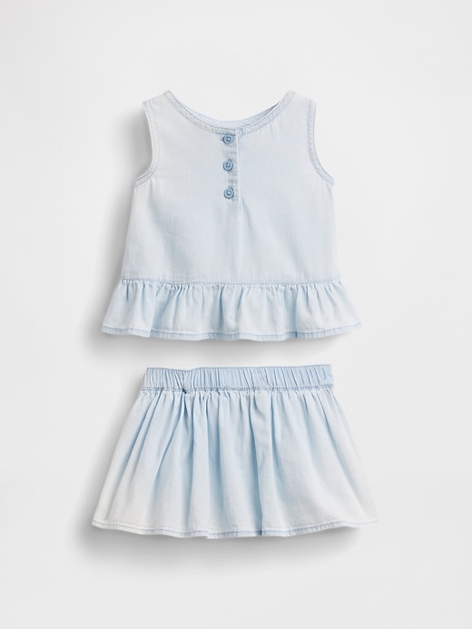 L'image numéro 2 présente Ensemble en denim à boucles pour Bébé