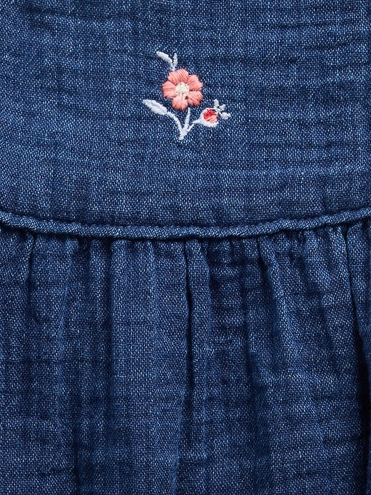 L'image numéro 3 présente Cache-couche bouffant en denim de gaze douce pour Bébé