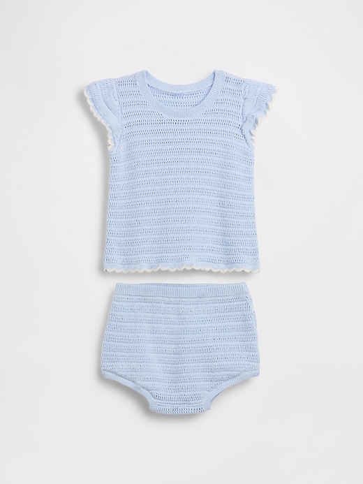 Image number 1 showing, Baby Crochet Stripe Outfit Set