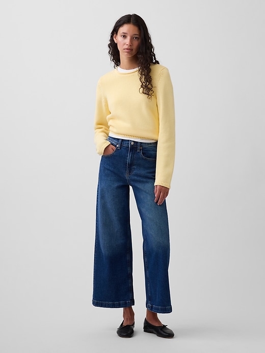 Image number 1 showing, High Rise Stride Wide-Leg Ankle Jeans
