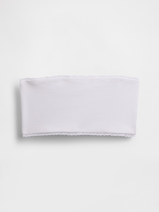 Image number 1 showing, Organic Stretch Cotton Lace-Trim Bandeau Bralette