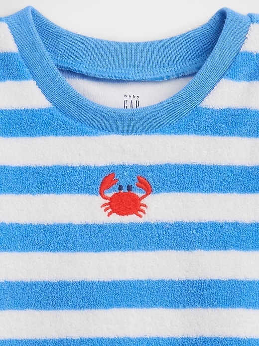 Image number 3 showing, Baby Towel Terry Stripe Outfit Set