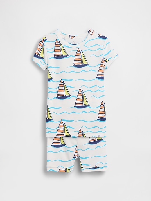 L'image numéro 1 présente Pyjama court en coton biologique brossé à motif voilier pour Bébé et Tout-petit