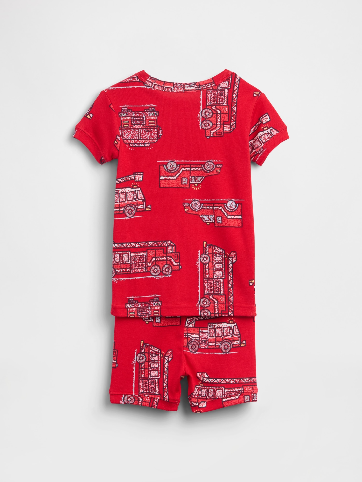 Pyjama court en coton biologique brossé à motif de camion d’incendie pour Bébé et Tout-petit