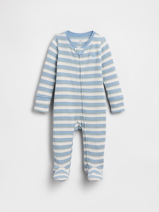 Image number 1 showing, Baby Waffle Stripe Footed One-Piece