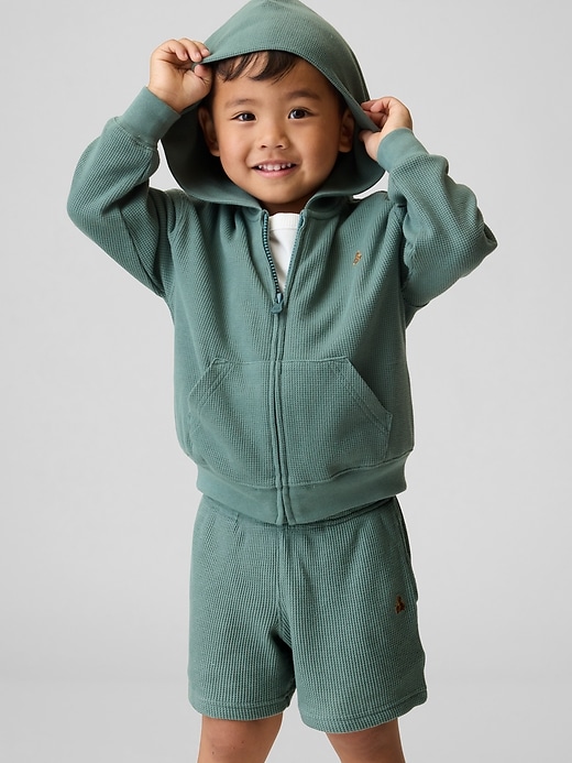 L'image numéro 1 présente Veste à capuchon en tricot gaufré pour Bébé et Tout-petit