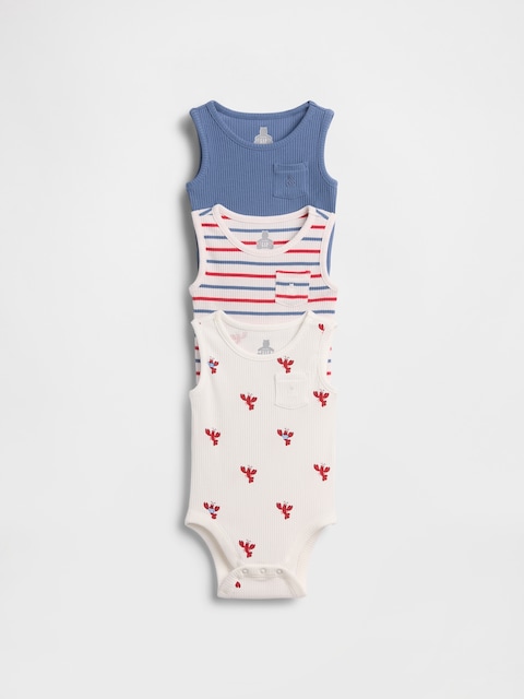 Baby First Favorites TinyRib Pocket Tank Bodysuit (3-Pack)