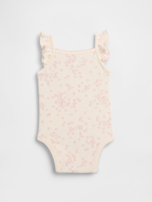 L'image numéro 2 présente Cache-couche sans manches en tricot pointelle côtelé à motif floral pour Bébé