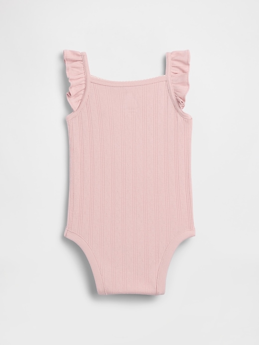 L'image numéro 2 présente Cache-couche sans manches en tricot pointelle côtelé pour Bébé