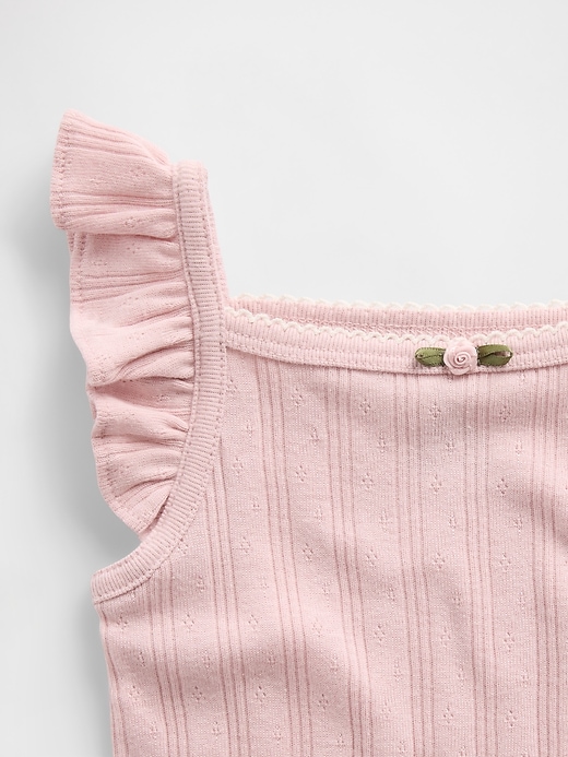 L'image numéro 3 présente Cache-couche sans manches en tricot pointelle côtelé pour Bébé
