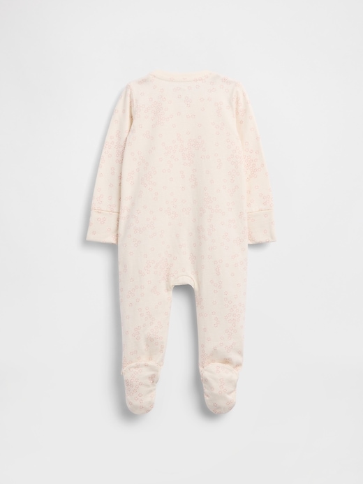 L'image numéro 2 présente Une-pièce à pieds en coton biologique à motif floral pour Bébé