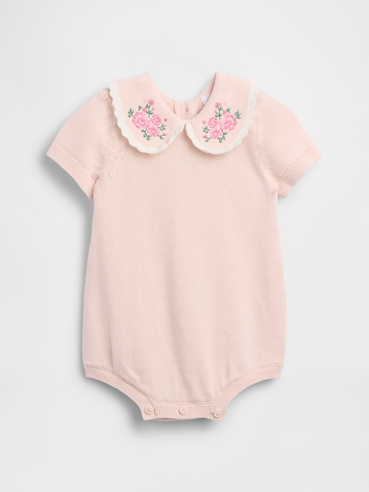L'image numéro 1 présente Cache-couche à col brodé en tricot pour Bébé