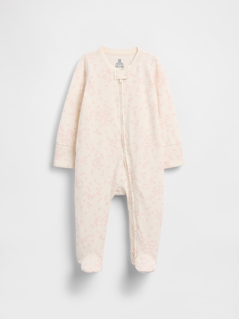 UNE-PIÈCE À PIEDS EN COTON BIOLOGIQUE À MOTIF FLORAL POUR BÉBÉ