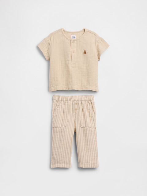 ENSEMBLE HENLEY EN GAZE DE COTON POUR BÉBÉ