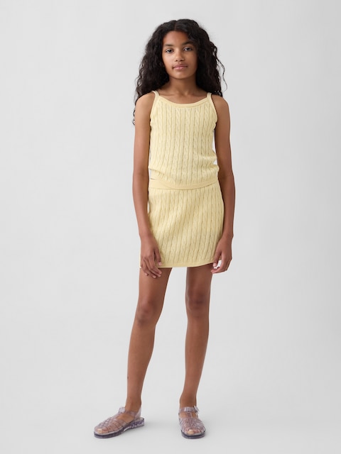 Kids 100% Cotton Cable-Knit Sweater Skort