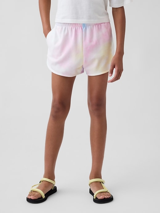 L'image numéro 3 présente Short décontracté en jersey bouclette VintageDoux à ourlet arrondi fendu pour Enfant