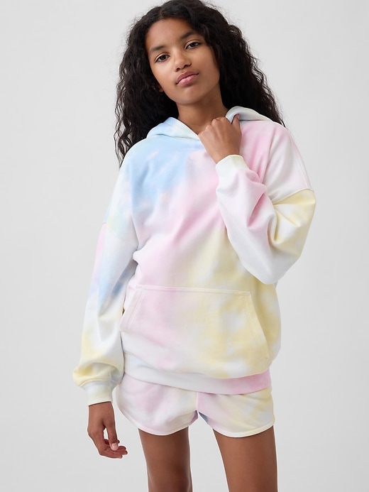 L'image numéro 1 présente Chandail à capuchon surdimensionné en jersey bouclette VintageDoux pour Enfant