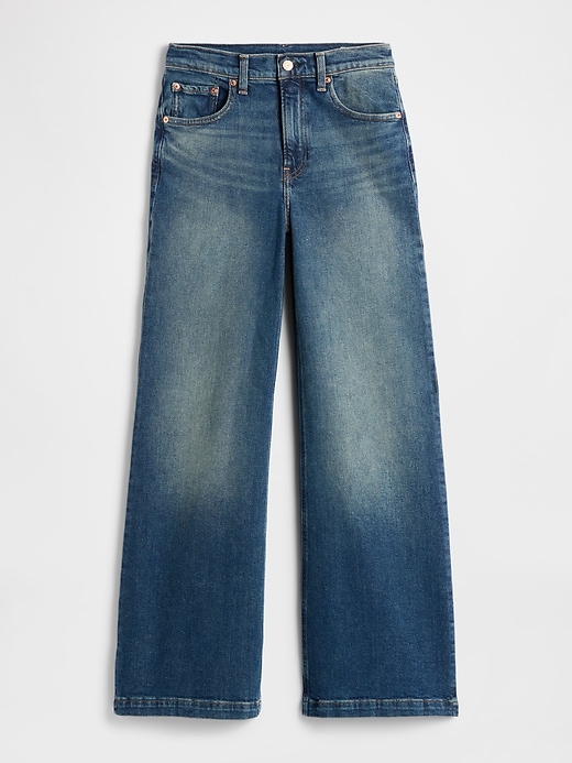 L'image numéro 7 présente Jean sportif à jambe large à taille haute