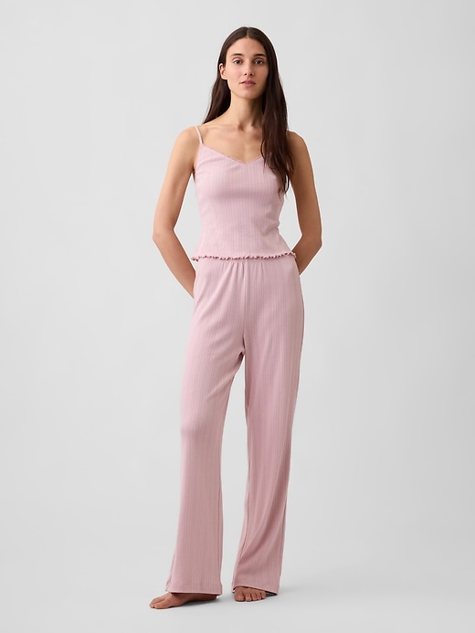 L'image numéro 2 présente Camisole de pyjama à ourlet ondulé en tricot pointelle