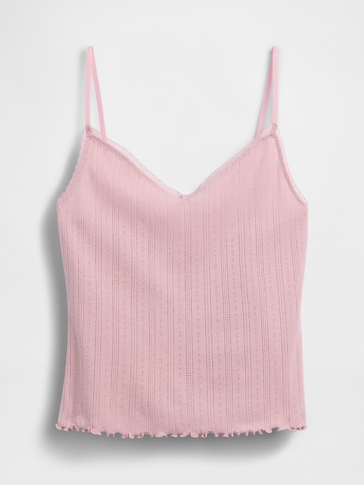 L'image numéro 5 présente Camisole de pyjama à ourlet ondulé en tricot pointelle