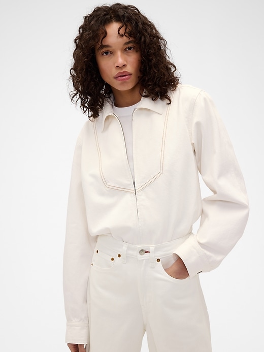 Image number 1 showing, Gap × Victoria Beckham Denim Zip Shirt