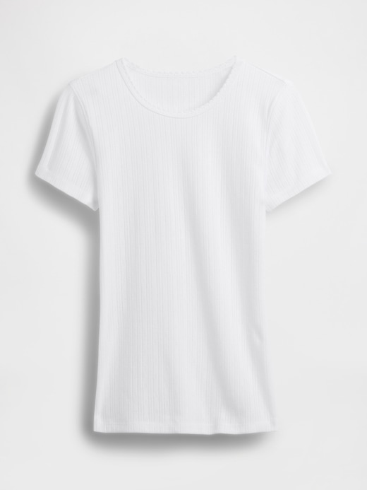 L'image numéro 5 présente T-shirt ras du cou en tricot pointelle